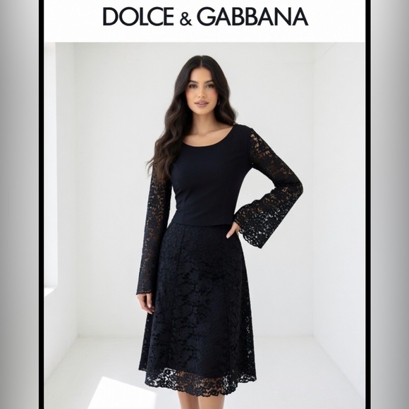 Dolce & Gabbana Tops - Vintage 90’s Dolce & Gabbana Black Lace Sleeve Top